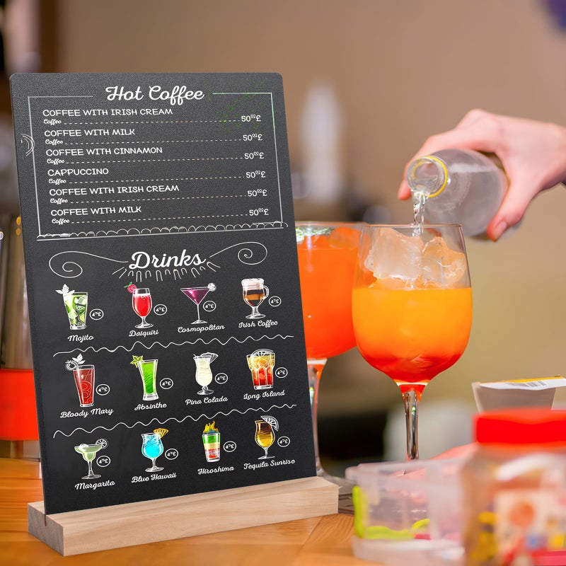 ONUPGO 3 Pack Tabletop Chalkboard with Wood Holder, 8 x12 Inch Menu Chalk Board Sign Store Food Signs, Message Boards for Party, Wedding, Tables Decoration, Bar and Restaurant - Image 2